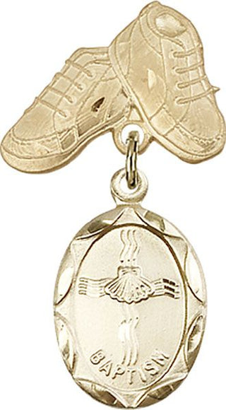 14kt Gold Filled Baby Boots Baptism Baby Badge - Engravable