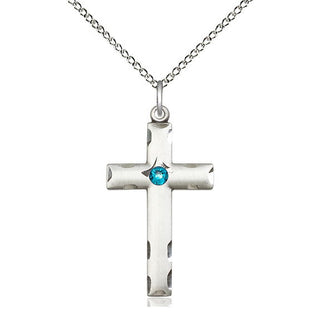 Sterling Silver Cross Pendant with 3mm Zircon Swarovski stone Necklace