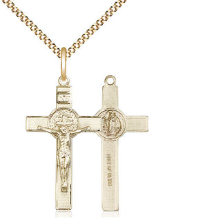 14kt Gold Filled Saint Benedict Crucifix Medal Religious Jewelry