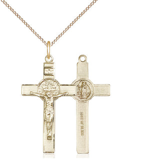 14kt Gold Filled Saint Benedict Crucifix Medal Religious Jewelry