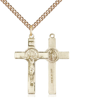 14kt Gold Filled Saint Benedict Crucifix Medal Religious Jewelry