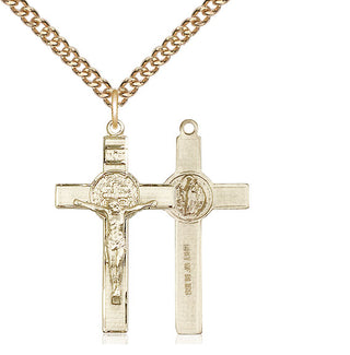 14kt Gold Filled Saint Benedict Crucifix Medal Religious Jewelry
