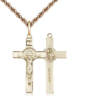 14kt Gold Filled Saint Benedict Crucifix Medal Religious Jewelry