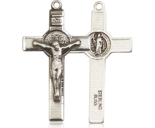Sterling Silver Saint Benedict Crucifix Medal Religious Jewelry