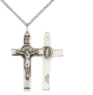 Sterling Silver Saint Benedict Crucifix Medal Religious Jewelry