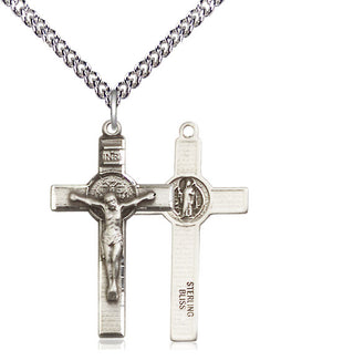 Sterling Silver Saint Benedict Crucifix Medal Religious Jewelry