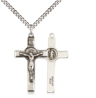 Sterling Silver Saint Benedict Crucifix Medal Religious Jewelry