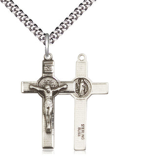 Sterling Silver Saint Benedict Crucifix Medal Religious Jewelry