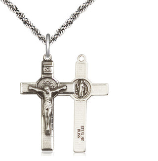 Sterling Silver Saint Benedict Crucifix Medal Religious Jewelry