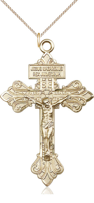 14kt Gold Filled Crucifix Medal Catholic Jewelry
