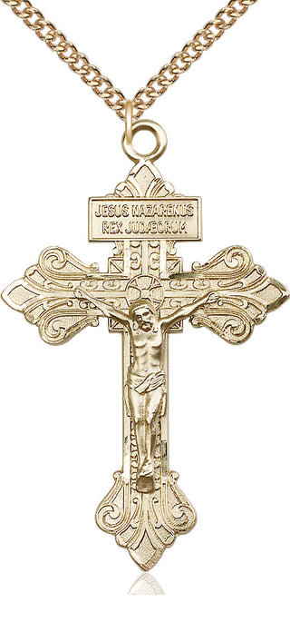 14kt Gold Filled Crucifix Medal Catholic Jewelry