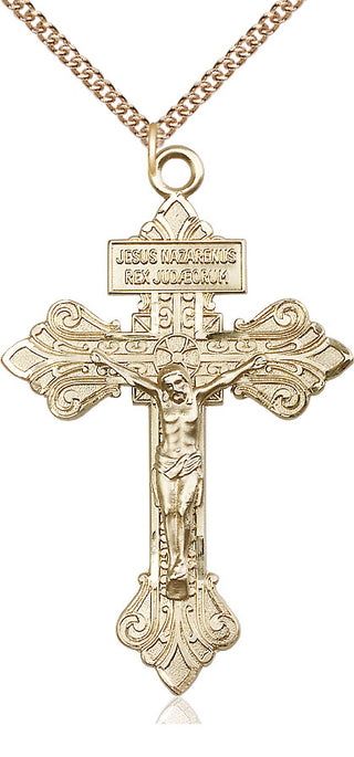 14kt Gold Crucifix Medal