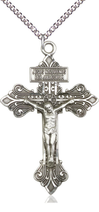 Sterling Silver Crucifix Medal Catholic Jewelry