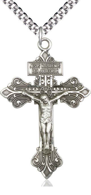 Sterling Silver Crucifix Medal Catholic Jewelry