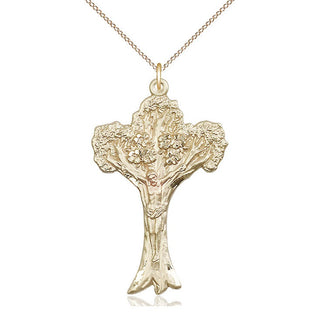 14kt Gold Tree of Life Crucifix Medal