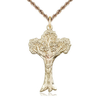 14kt Gold Tree of Life Crucifix Medal