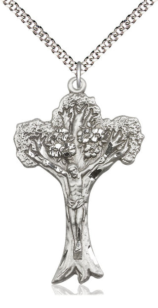 Pewter Tree of Life Crucifix Medal Catholic Jewelry