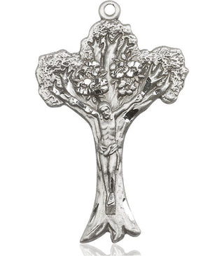 Sterling Silver Tree of Life Crucifix Medal Catholic Jewelry