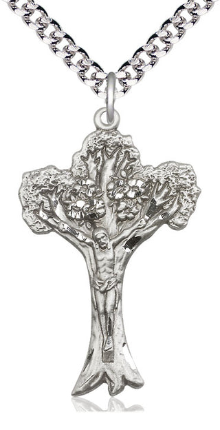 Sterling Silver Tree of Life Crucifix Medal Catholic Jewelry