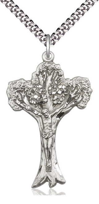 Sterling Silver Tree of Life Crucifix Medal Catholic Jewelry