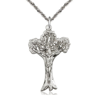 Sterling Silver Tree of Life Crucifix Medal Catholic Jewelry