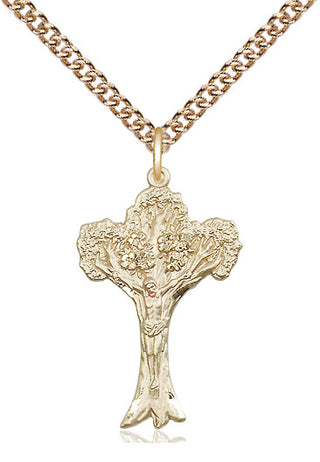 14kt Gold Crucifix Medal