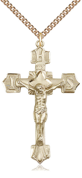 14kt Gold Filled Crucifix Medal Catholic Jewelry