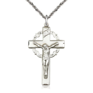 Sterling Silver Crucifix Medal Catholic Jewelry