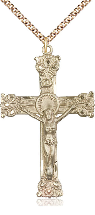 14kt Gold Filled Crucifix Medal Catholic Jewelry