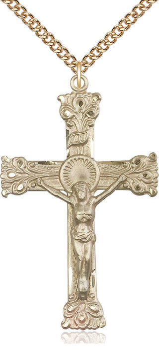 14kt Gold Filled Crucifix Medal Catholic Jewelry