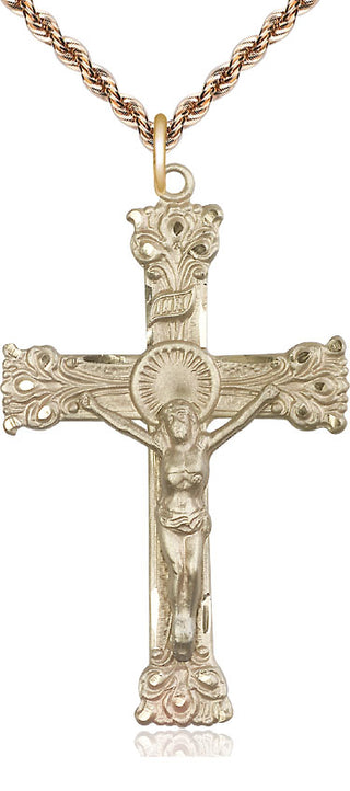 14kt Gold Crucifix Medal