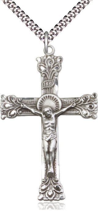 Sterling Silver Crucifix Medal Catholic Jewelry