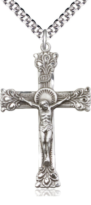 Sterling Silver Crucifix Medal Catholic Jewelry