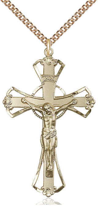 14kt Gold Filled Crucifix Medal Catholic Jewelry