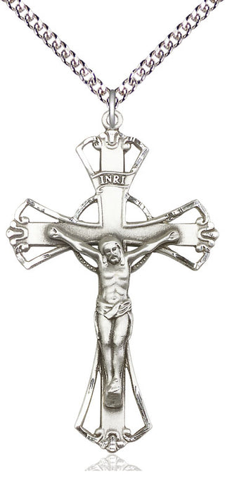 Sterling Silver Crucifix Medal Catholic Jewelry
