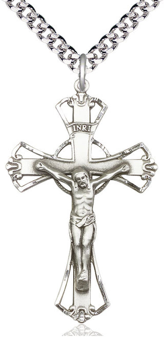 Sterling Silver Crucifix Medal Catholic Jewelry