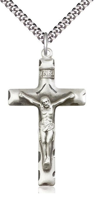 Sterling Silver Crucifix Medal Catholic Jewelry