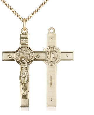 14kt Gold Filled Saint Benedict Crucifix Medal Catholic Jewelry