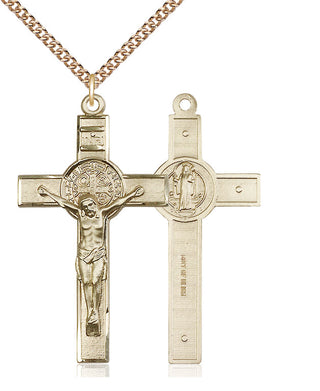 14kt Gold Filled Saint Benedict Crucifix Medal Catholic Jewelry