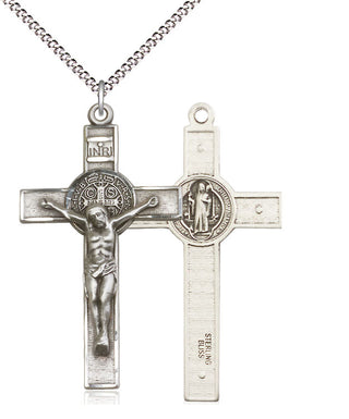 Sterling Silver Saint Benedict Crucifix Medal Catholic Jewelry