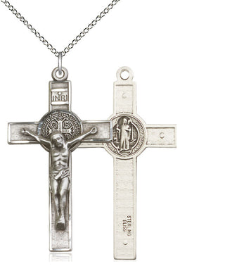 Sterling Silver Saint Benedict Crucifix Medal Catholic Jewelry