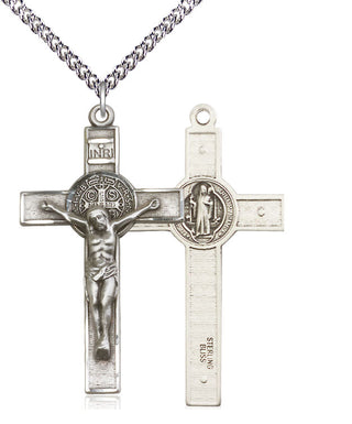 Sterling Silver Saint Benedict Crucifix Medal Catholic Jewelry
