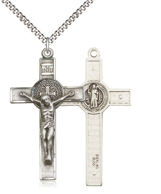 Sterling Silver Saint Benedict Crucifix Medal Catholic Jewelry