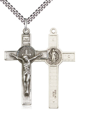 Sterling Silver Saint Benedict Crucifix Medal Catholic Jewelry