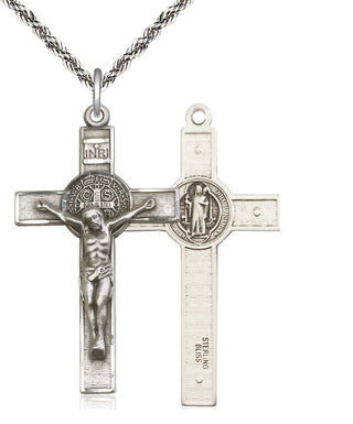 Sterling Silver Saint Benedict Crucifix Medal Catholic Jewelry