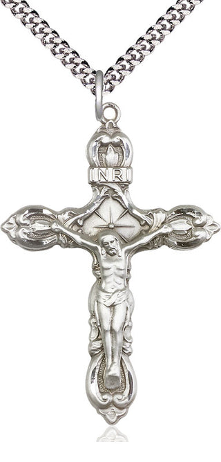 Sterling Silver Crucifix Medal Catholic Jewelry