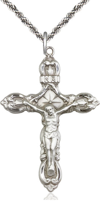 Sterling Silver Crucifix Medal Catholic Jewelry