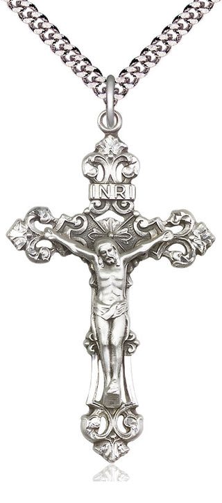 Sterling Silver Crucifix Medal Catholic Jewelry