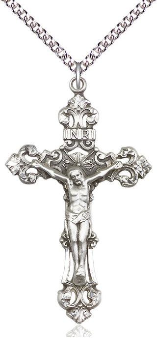 Sterling Silver Crucifix Medal Catholic Jewelry