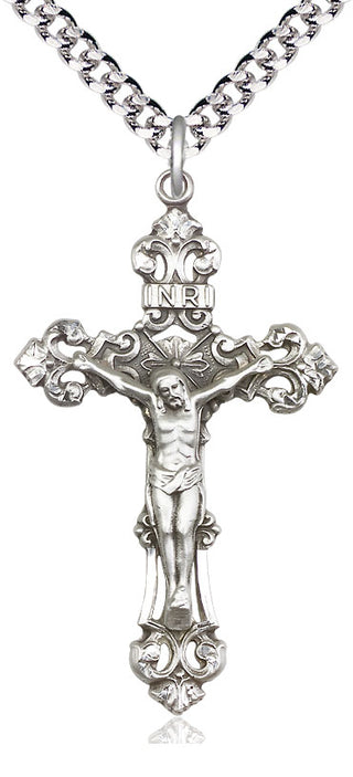 Sterling Silver Crucifix Medal Catholic Jewelry